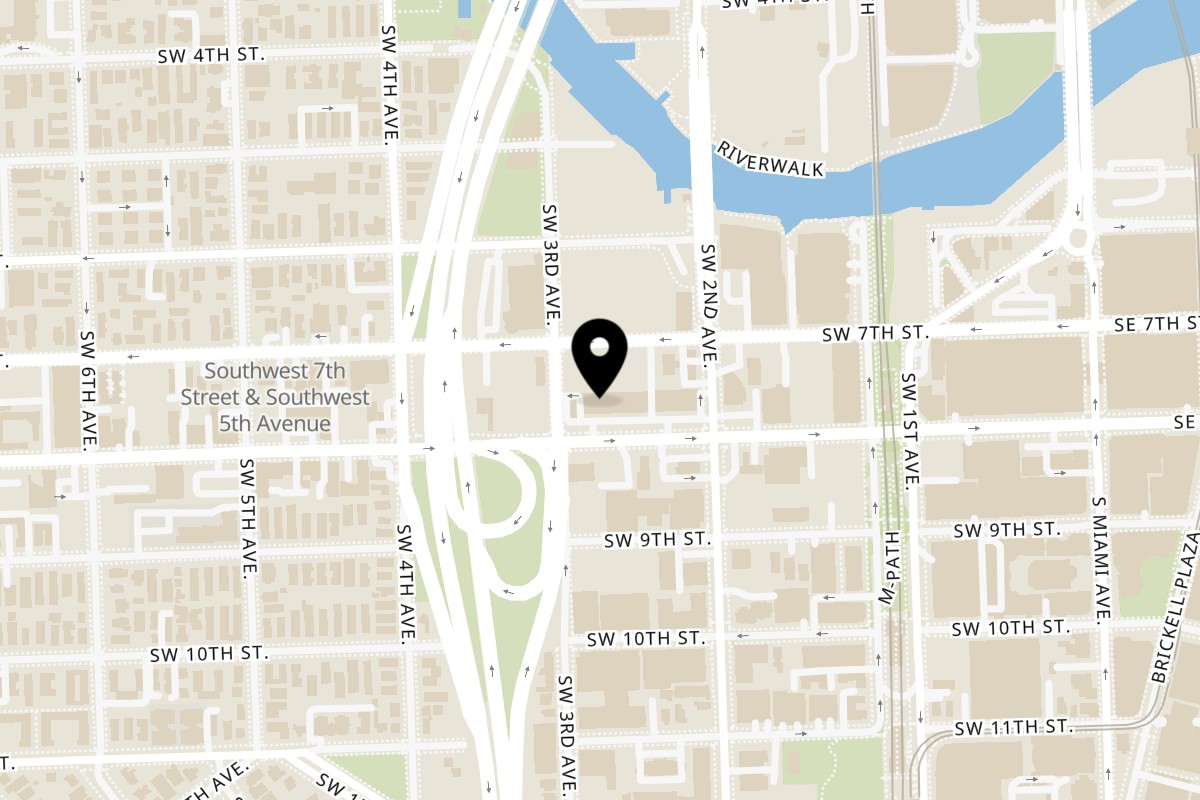 Map showing the location of 305 Peruvian Modern Cuisine on 261 SW 8th St in Miami